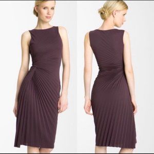 Halston Heritage Side-Twist Pleated Dress Burgundy